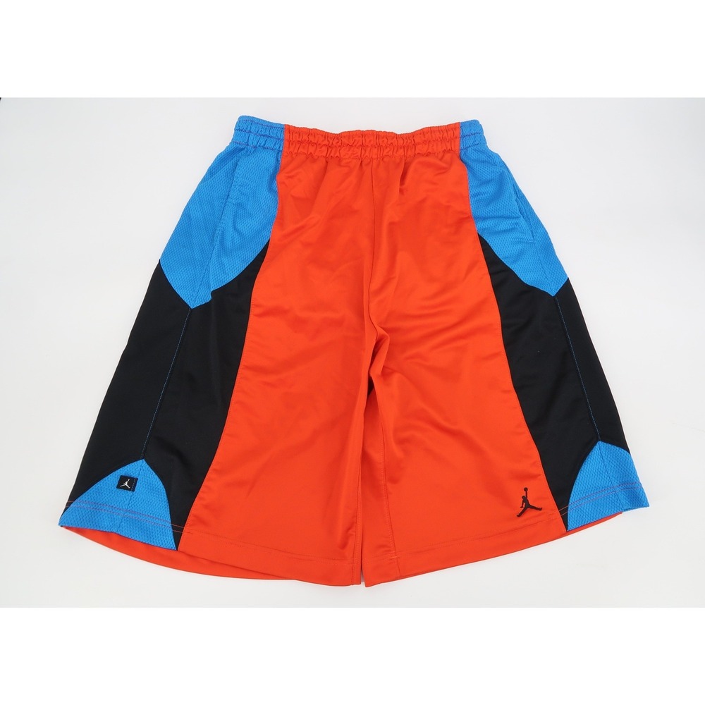 Jordan Basketball Shorts Mens XL Orange Blue Black Shiny Jumpman Athletic